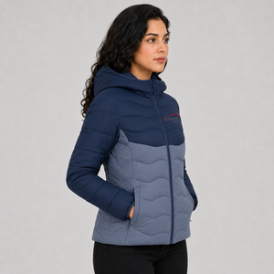 Casual Wear <b>Women</b> Puffer <b>Jacket</b> Warm <b>Lightweight</b> Quilted Winter Coat Custom Logo Full Zipper Hooded Outerwear Puffer <b>Jacket</b> - Product Image 3