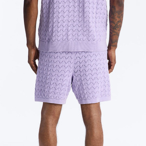 Solid Color Smart Casual Men Summer Two Piece <b>Knitted</b> Printed Shirt Shorts <b>Set</b> High Street Style Breathable 100% Cotton Men <b>Set</b> - Product Image 5
