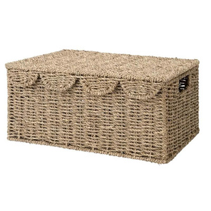 New collection seagrass storage <b>basket</b> <b>with</b> scalloped <b>lid</b> make in Vietnam OEM ODM color - Product Image 2
