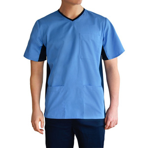 Medical Unisex <b>Scrubs</b> <b>Tops</b> Doctor Staff Fashion Clinic Short Sleeve With Pocket <b>Scrubs</b> Jersey For Hospital - Product Image 4