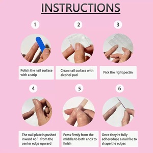 เล็บปลอมสำเร็จรูป Lunanail แบบสั้น สไตล์ฝรั่งเศส ทรงอัลมอนด์ ปิดเต็มเล็บ ดีไซน์ลูกปัดแก้ว สำหรับติดบนนิ้ว - Product Image 5