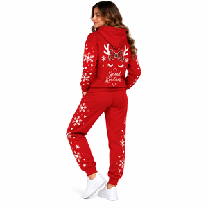 Wholesale Women Christmas Tracksuit Hooded Sweatshirt Jogger Pants Set Solid Color Custom Womens Holiday Two Piece Sweat Suit - Product Image 6