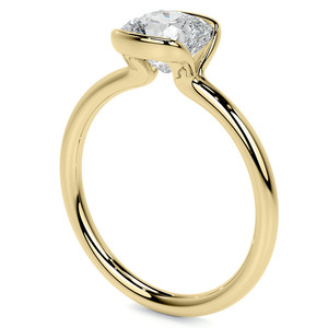 Anillo de Compromiso Solitario Gema Creative de Oro Amarillo de 14K con Diamante Cultivado en Laboratorio de Corte Cojín de Media Montura Pequeña, Certificado IGI - Product Image 3