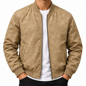 Chaqueta de invierno cortavientos de camuflaje color canela para hombre, talla grande personalizada, con cuello alto y cremallera, abrigo informal para hombre - Product Image 5