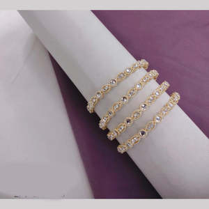 Designer Gold Plated Crystal Stone <b>Bangles</b> for Women Highlighting Traditional <b>Indian</b> Detailing - Product Image 1