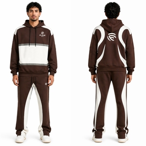 Ensemble de survêtement graphique marron premium pour homme – Ensemble sweat à capuche et pantalon de jogging |   Ensemble deux pièces style streetwear racing - Product Image 1
