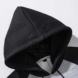 Zhost Men's <b>Lined</b> <b>Fleece</b> Hooded <b>Sweatshirt</b> Gray Black Raglan Sleeve Casual Cotton Front Logo Pocket Winter Wear - Product Image 4