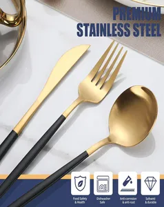 Premium Eco Friendly Modern Customizable Dining Gold Stainless Steel Cutlery <b>Set</b> Heavy Duty <b>Spoon</b> <b>Fork</b> Knife Flatware Collection - Product Image 2