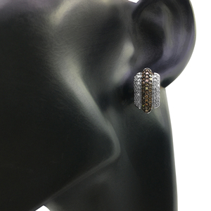 1.26 Cttw White & Brown Diamond Stud <b>Earrings</b> 925 Sterling Silver, Round Cut Natural Diamond <b>Earrings</b> for Women, Push <b>Back</b> - Product Image 4