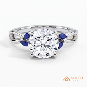 Bague en Moissanite Coupe Ronde, Bijou en Argent pour Femme, Pierre Verte, Motif Feuille, Cadeau de Mariage et Fiançailles, Bijoux Tendance, Élégance - Product Image 1