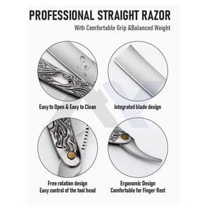 Premium <b>Straight</b> <b>Razor</b> with First Layer Cowhide Strop Stainless Steel <b>Straight</b> Edge Barber <b>Razor</b> for Men Professional Home - Product Image 6