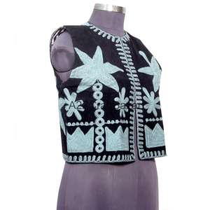 Chaqueta de Algodón Tejida a Mano para Mujer, Estampado Floral Cotrise, Diseño Vintage, Tela Transpirable, Logotipo en la Espalda, Mangas Medias - Product Image 3