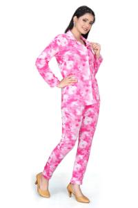 Ensemble coordonné pour femme en tissu extensible rose à fleurs, extensible dans 4 directions, 2 pièces, col rond, respirant, ensemble de pantalon de sport pour femmes, taille plus - Product Image 2