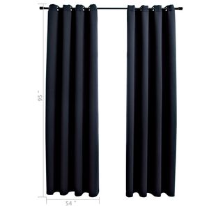 2 pezzi 54 "x 95" tende oscuranti con anelli tessuto nero per camera da letto o soggiorno mantovane - Product Image 5