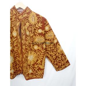 Floral Embroidery Vintage Cotrise <b>Jacket</b> <b>Mandarin</b> <b>Collar</b> Cotton Stripe Lining Handmade Winter Autumn Quick Dry Eco-Friendly - Product Image 4