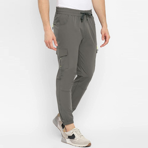 Manufactures Gray Quick Dry Cargo Sweatpants Elastic Waist Drawstring Casual Joggers with Pockets Autumn Wear Trousers For Sale - Product Image 4