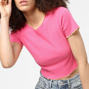 Cheap Wholesale Breathable Casual Short Sleeve <b>Crop</b> <b>Top</b> T-shirt Slim Fit Blank Custom Women <b>Crop</b> <b>Top</b> - Product Image 6