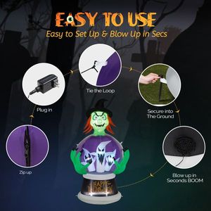 Decorazioni Gonfiabili da Esterno per Halloween con Strega e Sfera di Cristallo da 1,8 m, Decorazioni Premium per le Festività di Halloween - Product Image 2