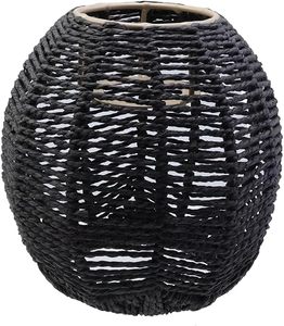 Black Rattan Pendant Lampshade Wholesale Handwoven Coastal Minimalist Light Shade for Home Garden Chandelier Decor - Product Image 6