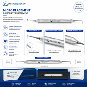 Instrumento Dental Premium de Microcolocación de Composite, Instrumento Restaurador de Acero Inoxidable OEM Zetomed Pro - Product Image 2