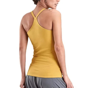 Women's Custom Embroidered Logo Gym Crop Tank <b>Top</b> Breathable Eco-Friendly Cotton Knitted Ribbed Summer Solid Button Tassel - Product Image 3