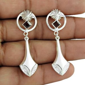 Nouveau chaud Vintage mode 925 argent Sterling grenat naturel pierres précieuses ethnique boucles d'oreilles pour mariage anniversaire cadeau bijoux - Product Image 1