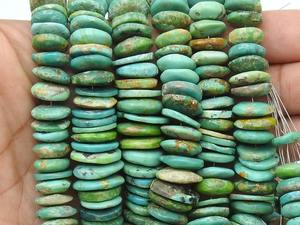 Natural Green Turquoise Polished Coin Wheel Shape Beads Smooth Arizona Turquoise Button Tire <b>Spacer</b> Bead 16 Inch 10-14MM Approx - Product Image 2