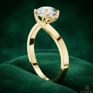 Elegante Anillo Solitario de Oro Amarillo de 9KT, 10KT, 14KT, 18KT con Diamante de Laboratorio IGI, Corte Redondo, Joyería de Boda para Mujer - Product Image 3