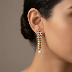 Pendientes de Perlas con Borlas Elegantes para Mujer, Largos, Colgantes, para Fiestas, Joyería Nupcial India, Venta al Por Mayor - Product Image 3