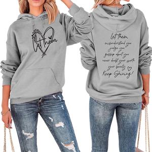 Sudadera con Logotipo Personalizado, Sudadera con Cuello Redondo Extra Grande, Sudadera con Capucha, Vestido Bordado, 100% Algodón, Ropa de Mujer, Impresión OEM - Product Image 5