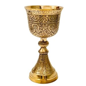 Calice rustique en laiton, gobelet artisanal orné, tasse à boire vintage, vaisselle médiévale, décoration classique traditionnelle pour collectionneur - Product Image 4