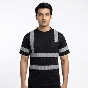 เสื้อยืดโพลีเอสเตอร์สะท้อนแสงแบบ Hi-Vis สำหรับงานก่อสร้าง แห้งเร็ว รับผลิตแบบ OEM - Product Image 1