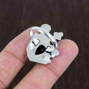 Faceted Onyx Flower Ring 925 Sterling Silver Boho Band Handmade Gemstone Jewelry Statement <b>Gift</b> - Product Image 2