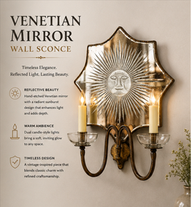 Venetian Mirror <b>Wall</b> Sconce Brass Irregular Shape Hand Engraved Traditional Design Decorative Hanging <b>Light</b> - Product Image 1