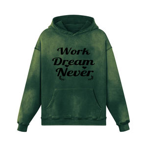 Sudadera con Capucha Unisex Oversize de Algodón French Terry Casual para Otoño con Bolsillo, Diseño 'Work Dream Never' 2026 - Product Image 1