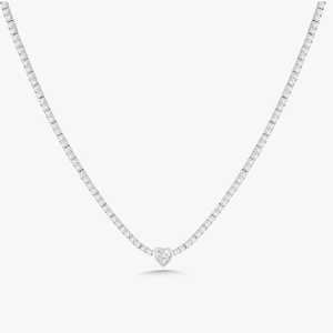 Heart Round Cut Lab Grown Diamond Tennis Necklaces 14K 18K Solid Gold Round Line Strand <b>Choker</b> Necklaces Factory Price Wholesale - Product Image 3
