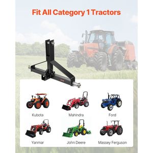 Enganche Rápido para Tractor Categoría 1, Barra de Remolque de 3 Puntos con Capacidad de 3000 lb, Receptor de 2 Puntos para Remolques Agrícolas - Product Image 2