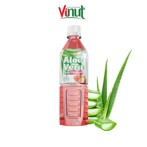 Boisson à la purée d'aloe vera 500 ml - Saveur fraise, bouteille PET NFC, fabrication OEM/ODM, étiquette privée, vente en gros - Product Image 1
