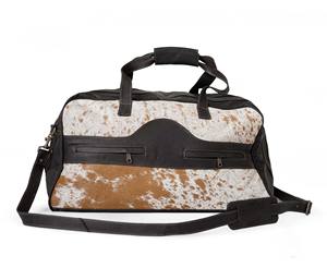 Bolsa de Viaje de Cuero Genuino Resistente con Pelo de Vaca, con Cierre, Portátil, de Lujo, Estilo Occidental LHDB-0147 - Product Image 1