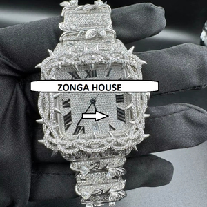 Luxury Fashion Sport Antique Stainless Steel Square Throne Case 41mm Analog VVS Moissanite Diamond <b>Automatic</b> Mechanical <b>Watch</b> - Product Image 1