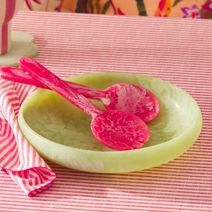 Ensemble de bols à salade en résine avec cuillères, style américain, écologique, passe au lave-vaisselle, finition marbrée rose, pour la décoration de la table à la maison - Product Image 6
