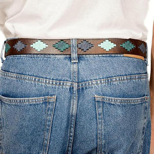 Handmade Premium Leather Polo Belt Traditional Hand-Stitched Pampa Diamond Embroidered Belt Luxury Equestrian Style Casual Wear - Product Image 4