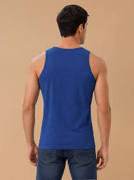 STELLAR STR-MV07 Bleu 100% Coton Respirant Teint Uni Tricoté Col Rond Décontracté Débardeur de Sport 120g Sérigraphie Homme - Product Image 3