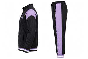 Custom <b>Men</b> Black <b>Purple</b> Tracksuit Zip Up Jacket Striped Jogger Pants Activewear <b>Suit</b> Two Piece Casual Athletic Sweatsuit Apparel - Product Image 3