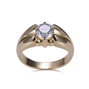 Anillo de Compromiso de Diamantes de Corte Brillante Redondo en Oro Amarillo para Mujer, Estilo Clásico - Product Image 3