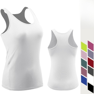 <b>Women's</b> <b>White</b> Scoop Neck <b>Tank</b> <b>Top</b> Solid Knitted Quick Dry Sporty Sleeveless Regular Length - Product Image 1