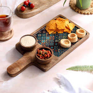 Plateau de service carré en bambou, design minimaliste, plateau en bois durable pour la cuisine, style unique, dernier design, nouvelle arrivée, Ramadan - Product Image 3