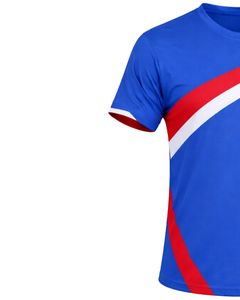 Ensemble t-shirt et short de sport pour hommes, bleu, rouge, blanc, séchage rapide, respirant, pour la course à pied, l'entraînement, la gym, la tenue de sport - Product Image 3