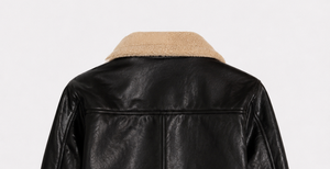 Veste en cuir véritable pour homme CHAMP KING, doublure en sherpa, fermeture éclair, style moto, chaude pour l'hiver - Product Image 5