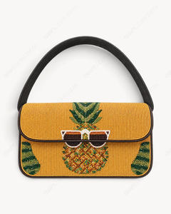 Handcrafted Beaded Pineapple Shoulder Bag Tropical Fruit Motif Novelty <b>Summer</b> <b>Handbag</b> Women Wholesale OEM Private Label - Product Image 3